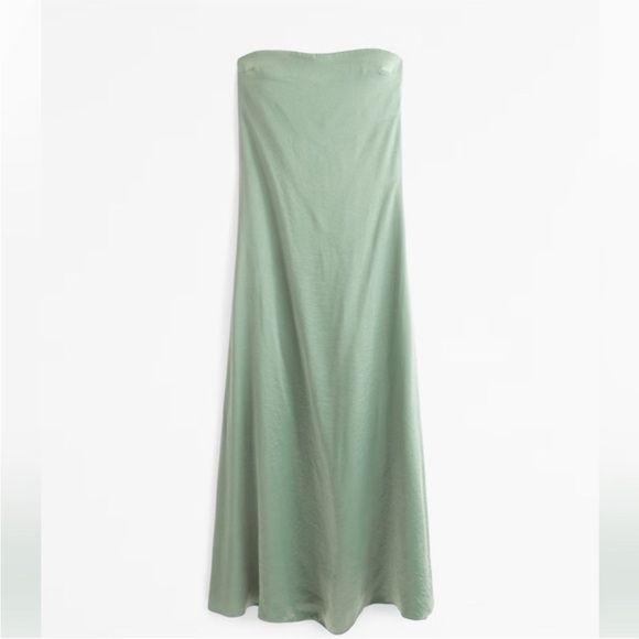 NWT Abercrombie and Fitch Strapless Trapeze Maxi Dress in Lush Green Size Small - Picture 3 of 15